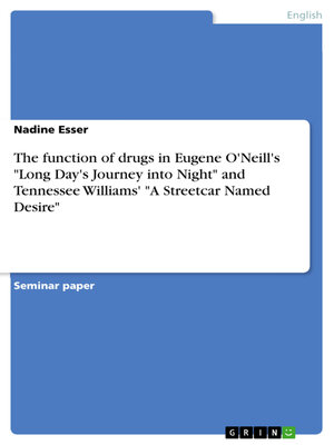 cover image of The function of drugs in Eugene O'Neill's "Long Day's Journey into Night" and Tennessee Williams' "A Streetcar Named Desire"